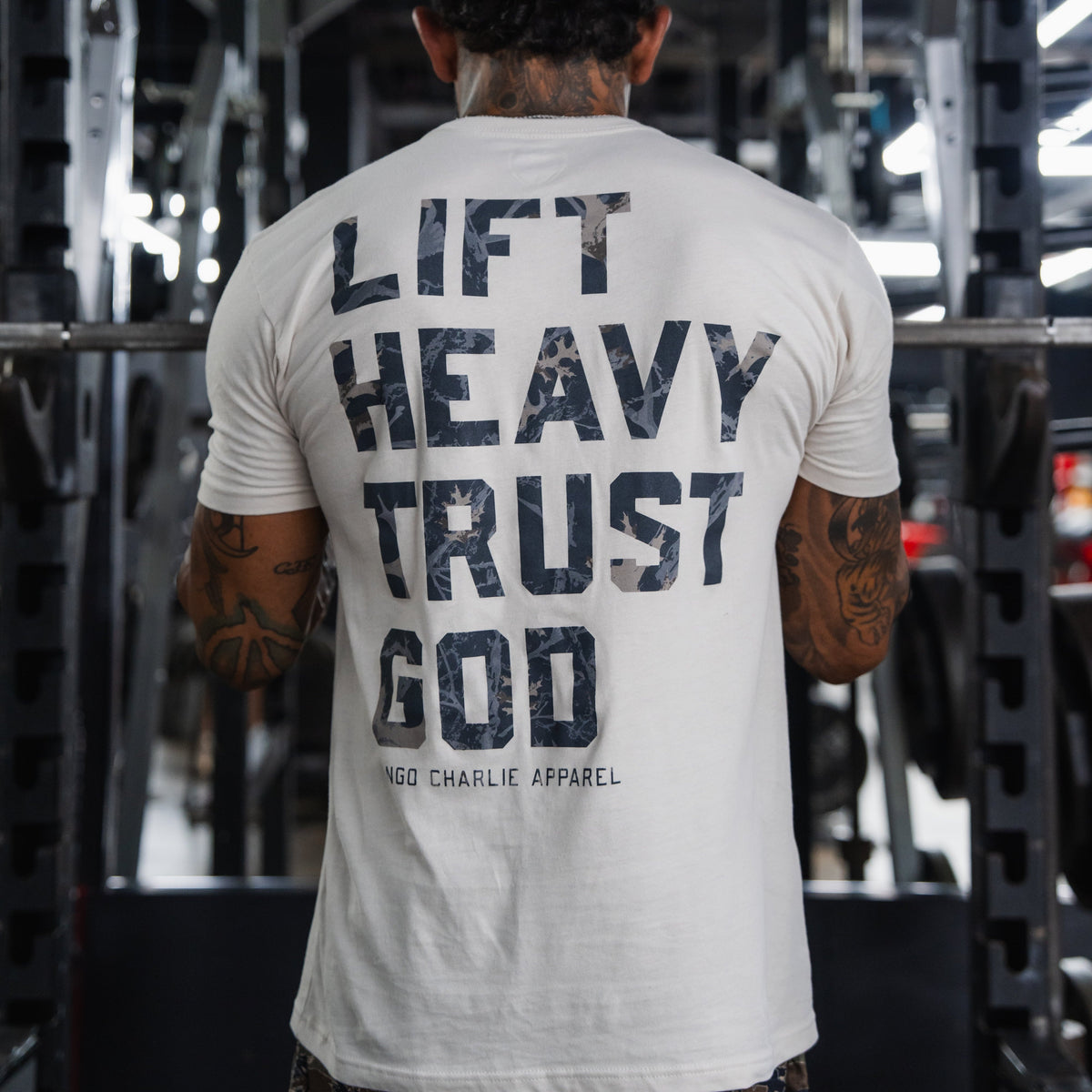 Lift Heavy. Trust God. - Tee by Tango Charlie Apparel