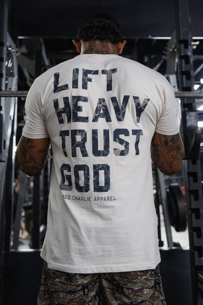 Lift Heavy. Trust God. - Tee by Tango Charlie Apparel