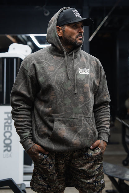 Lift Heavy. Trust God. - Premium Darkwood Camo Hoodie by Tango Charlie Apparel