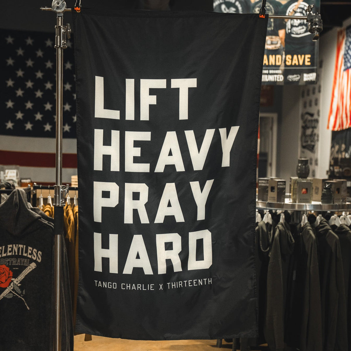 Lift heavy. Pray hard. - Black Flag by Tango Charlie Apparel
