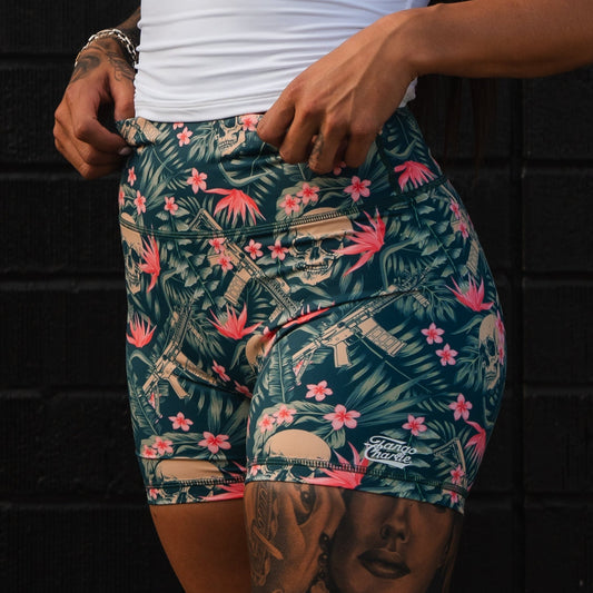 Women's High-Waisted Seamless Front Compression Training Shorts | Aloha AR by Tango Charlie Apparel
