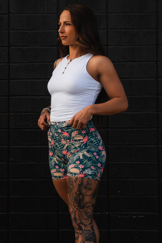 Women's High-Waisted Seamless Front Compression Training Shorts | Aloha AR by Tango Charlie Apparel