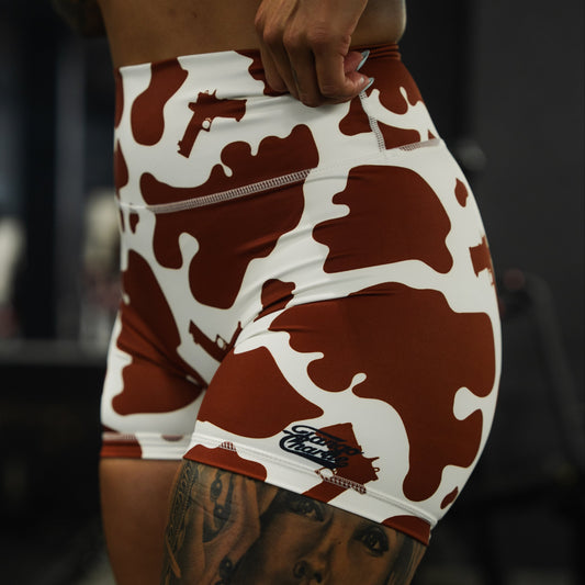 Women's High-Waisted Seamless Front Compression Training Shorts | Moo Moo Pew by Tango Charlie Apparel