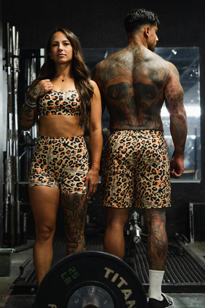 Women's High-Waisted Seamless Front Compression Training Shorts | Loaded Leopard by Tango Charlie Apparel