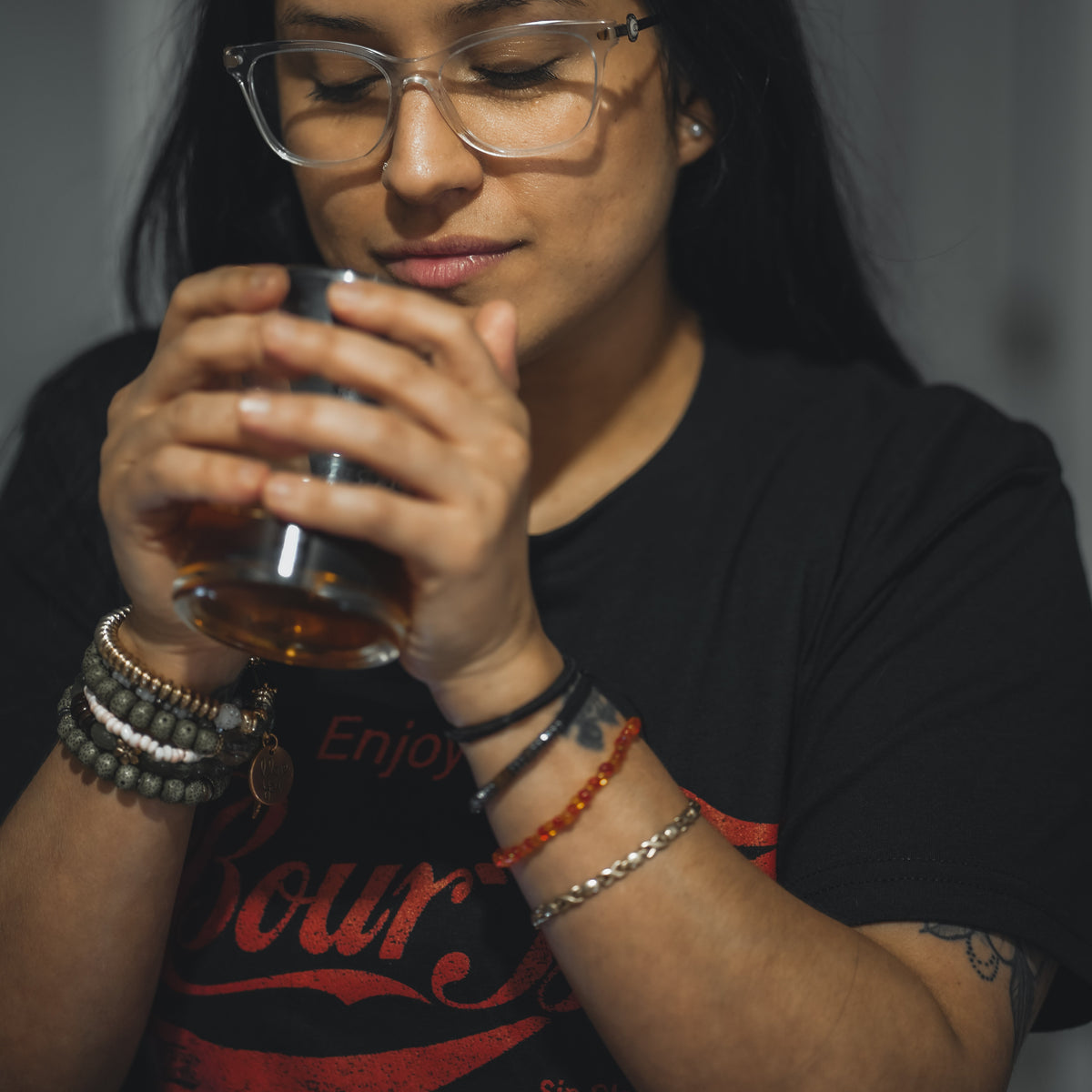 Bourbon "Sip Slow, Lift Heavy" Black - Tee by Tango Charlie Apparel
