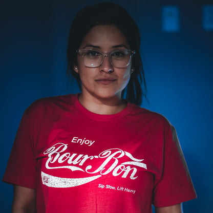 Bourbon "Sip Slow, Lift Heavy" Red - Tee by Tango Charlie Apparel