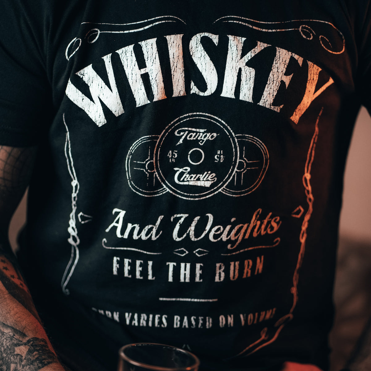 Whiskey "Feel the Burn" - tee by Tango Charlie Apparel