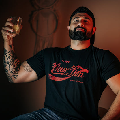Bourbon "Sip Slow, Lift Heavy" Black - Tee by Tango Charlie Apparel