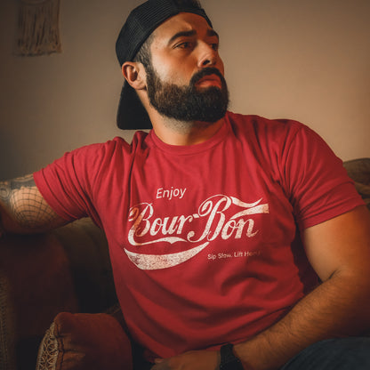 Bourbon "Sip Slow, Lift Heavy" Red - Tee by Tango Charlie Apparel