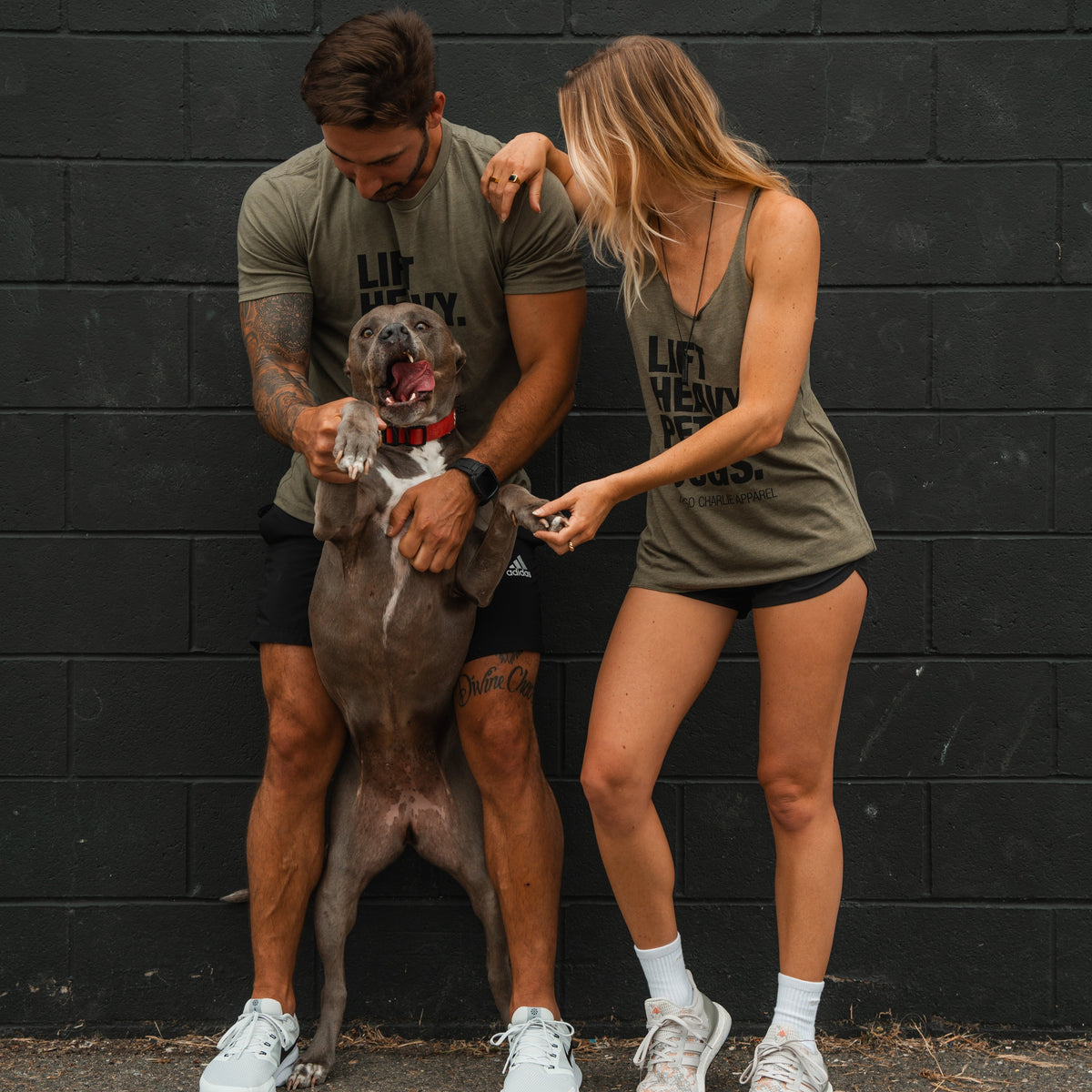 Lift Heavy. Pet Dogs. - Tee by Tango Charlie Apparel