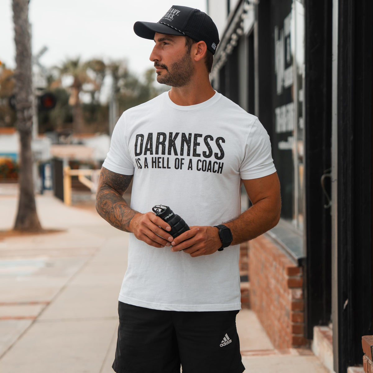 Darkness is a HELL of a Coach - White Edition Tee by Tango Charlie Apparel