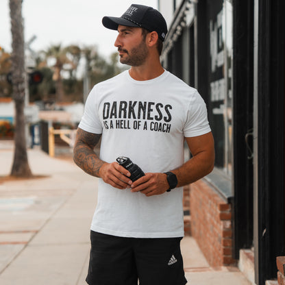 Darkness is a HELL of a Coach - White Edition Tee by Tango Charlie Apparel
