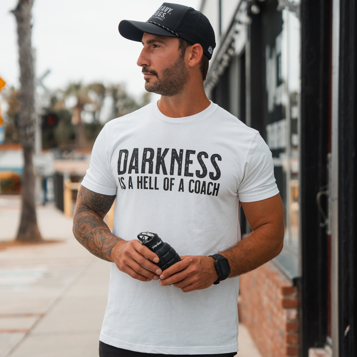 Darkness is a HELL of a Coach - White Edition Tee by Tango Charlie Apparel