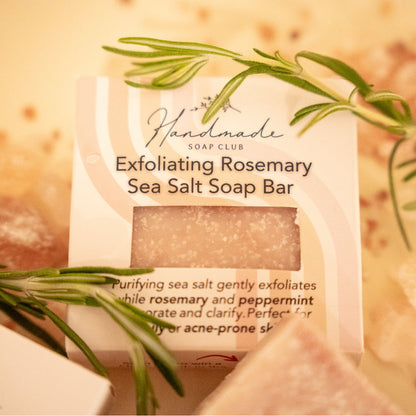 Exfoliating Rosemary Sea Salt Soap Bar by Handmade Soap Club