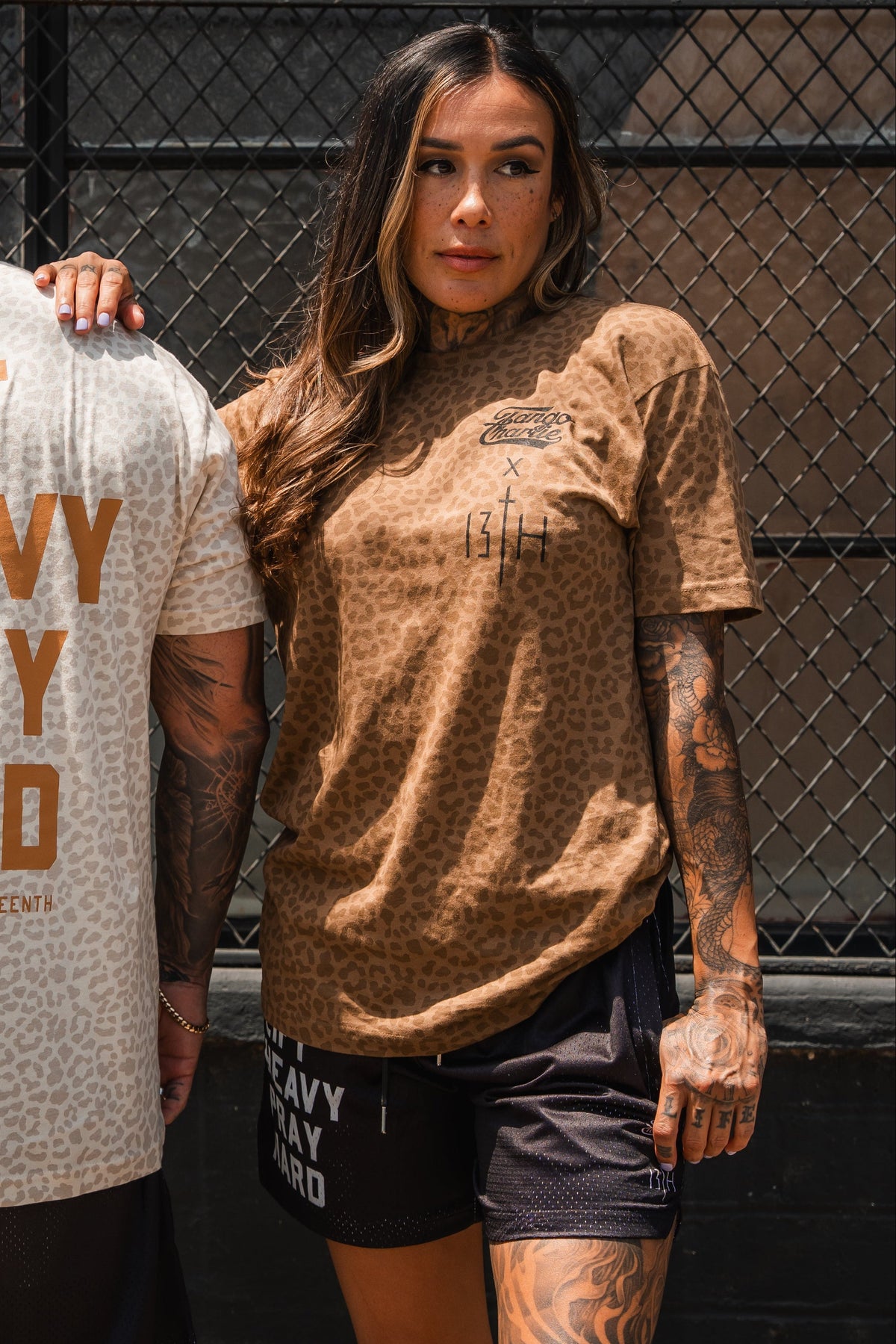 Lift Heavy. Pray Hard. Chestnut Leopard - Tee by Tango Charlie Apparel