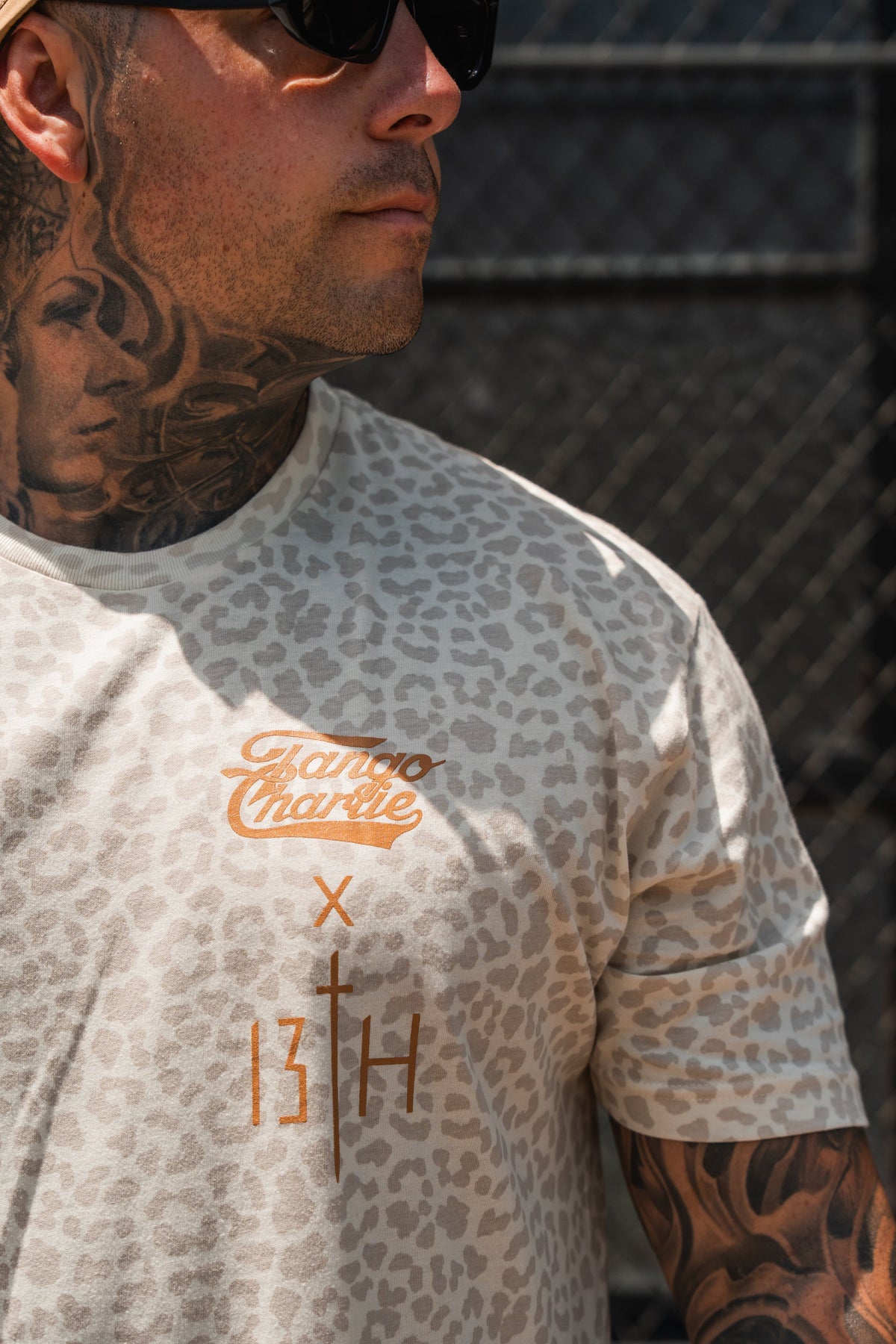 Lift Heavy. Pray Hard. Cream Leopard - Tee by Tango Charlie Apparel