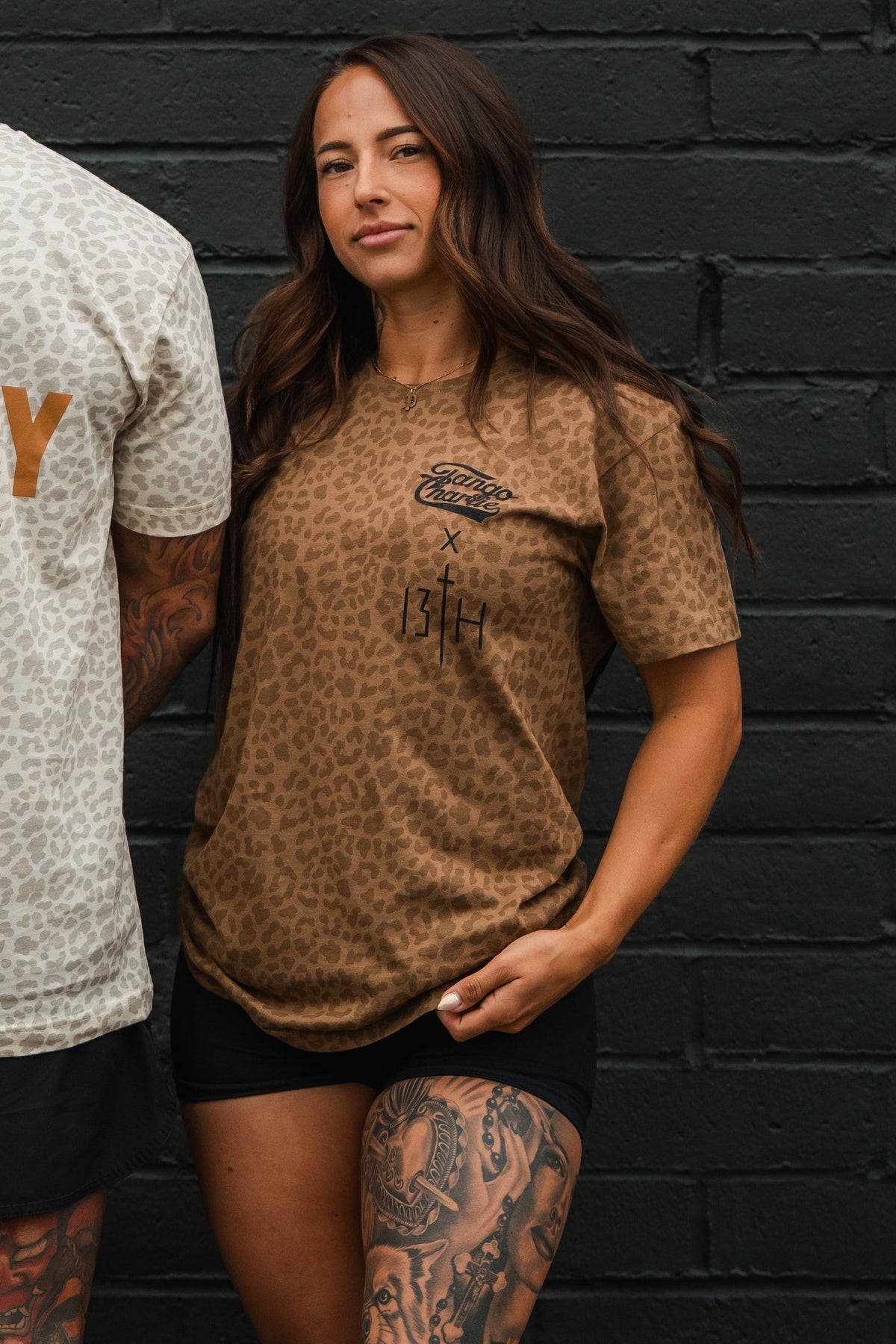 Lift Heavy. Pray Hard. Chestnut Leopard - Tee by Tango Charlie Apparel