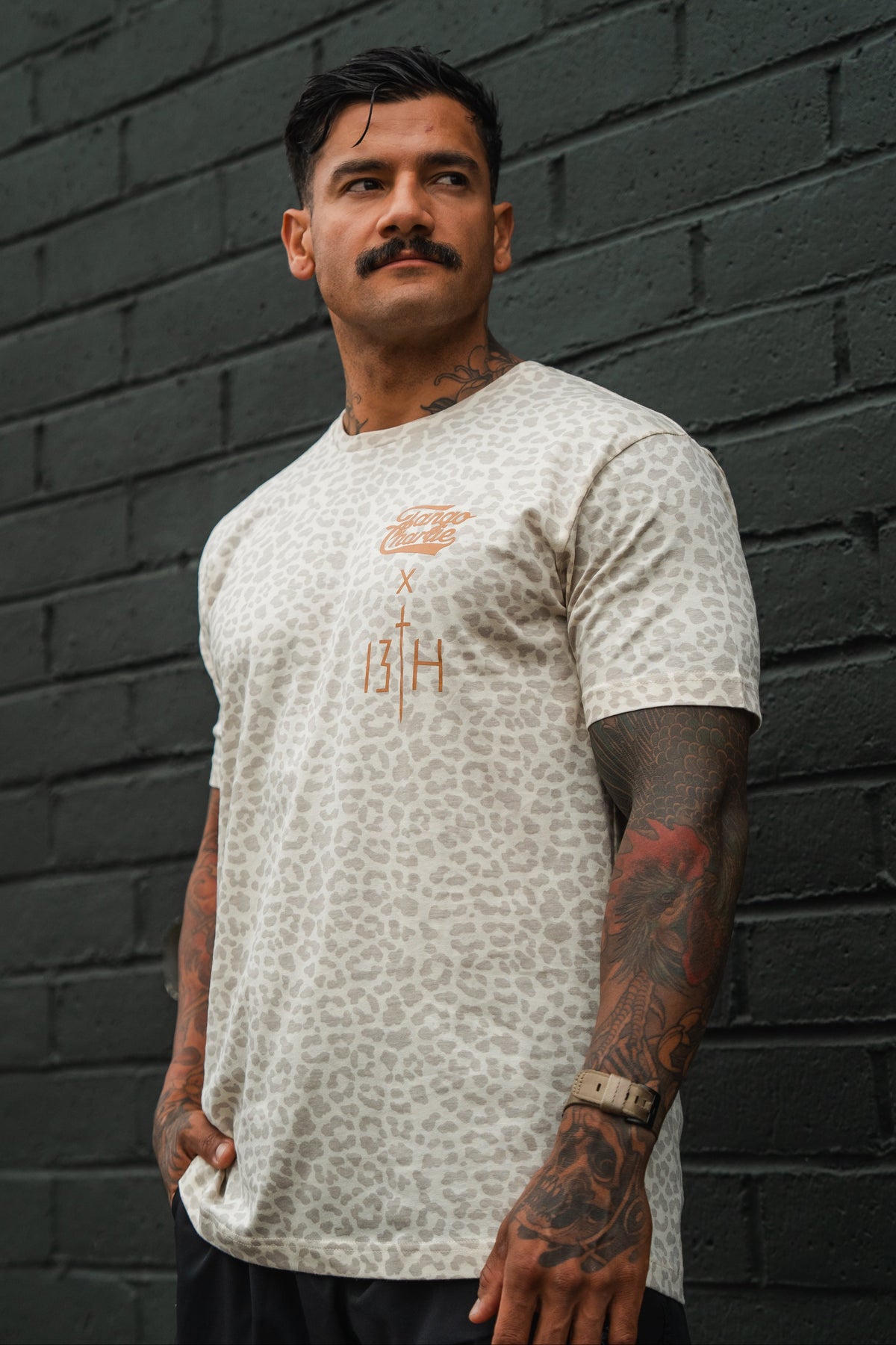 Lift Heavy. Pray Hard. Cream Leopard - Tee by Tango Charlie Apparel
