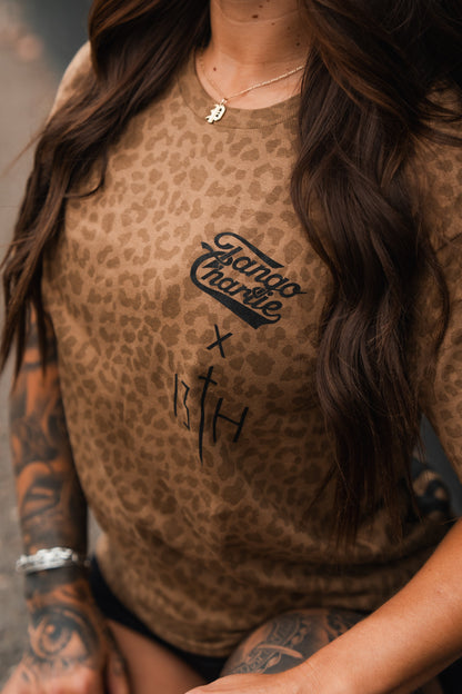 Lift Heavy. Pray Hard. Chestnut Leopard - Tee by Tango Charlie Apparel