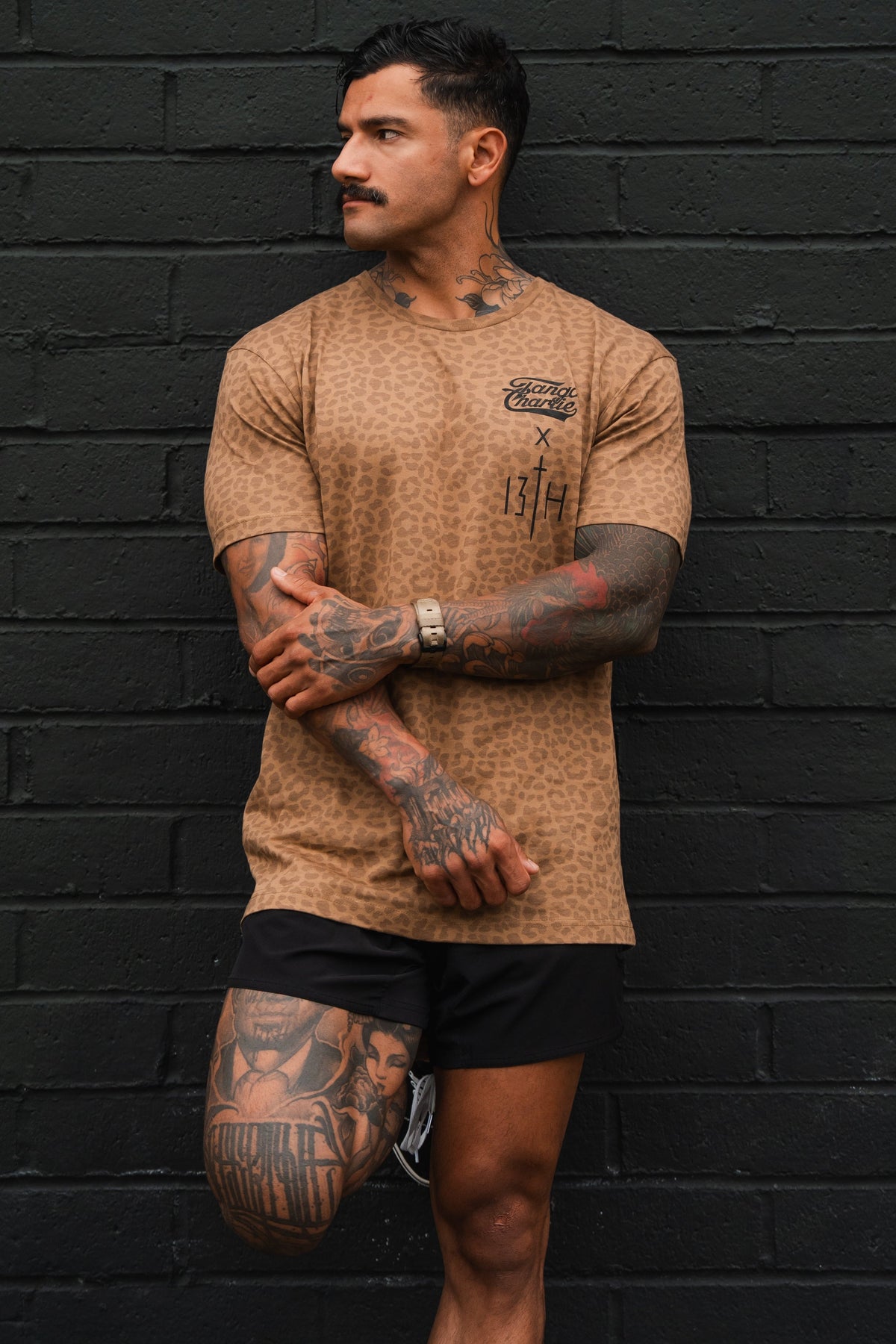 Lift Heavy. Pray Hard. Chestnut Leopard - Tee by Tango Charlie Apparel
