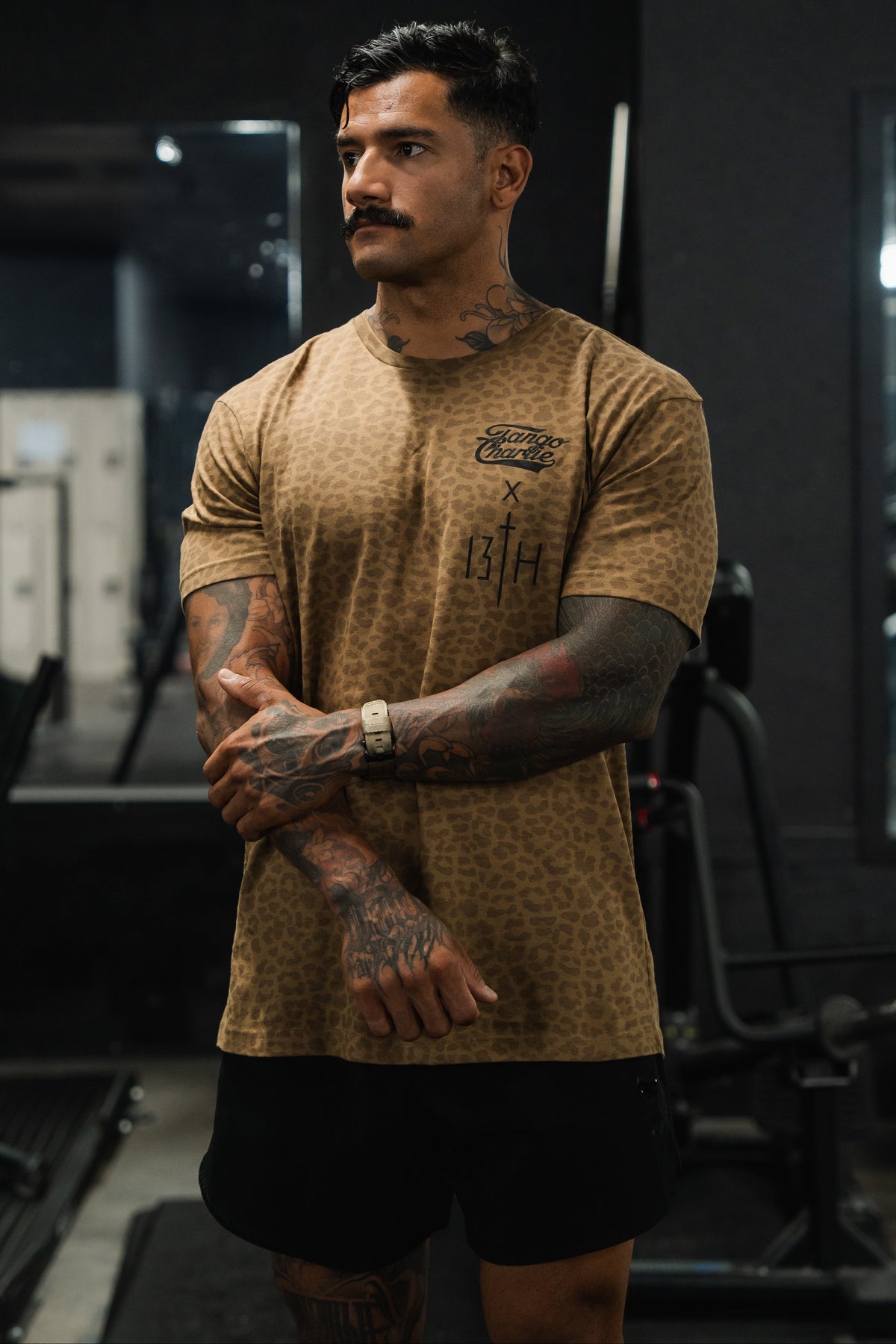 Lift Heavy. Pray Hard. Chestnut Leopard - Tee by Tango Charlie Apparel