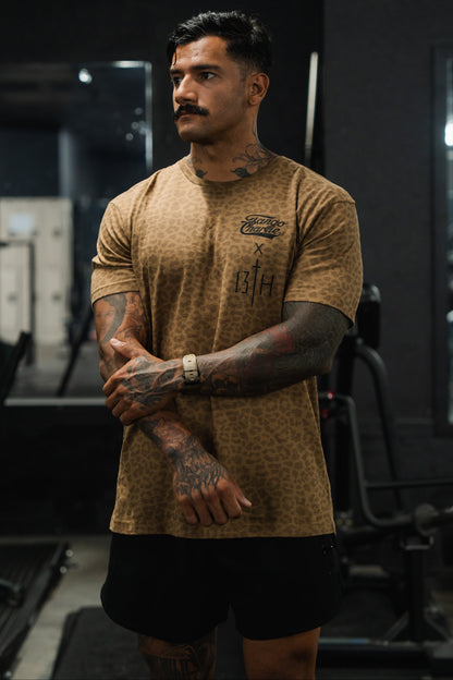 Lift Heavy. Pray Hard. Chestnut Leopard - Tee by Tango Charlie Apparel