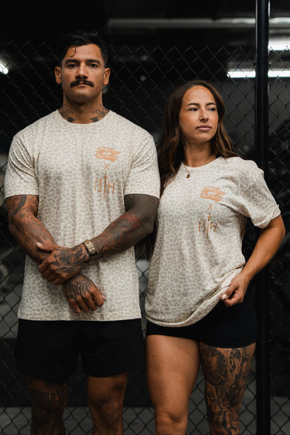 Lift Heavy. Pray Hard. Cream Leopard - Tee by Tango Charlie Apparel