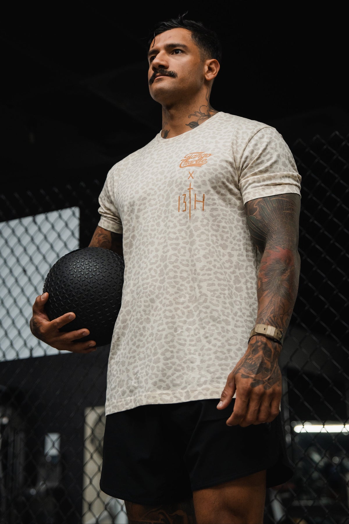 Lift Heavy. Pray Hard. Cream Leopard - Tee by Tango Charlie Apparel