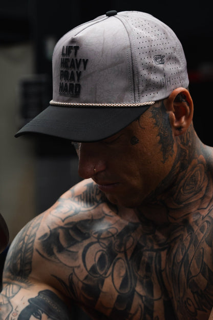 Lift Heavy. Pray Hard. Deadwood Camo Hydro - Snapback Hat by Tango Charlie Apparel