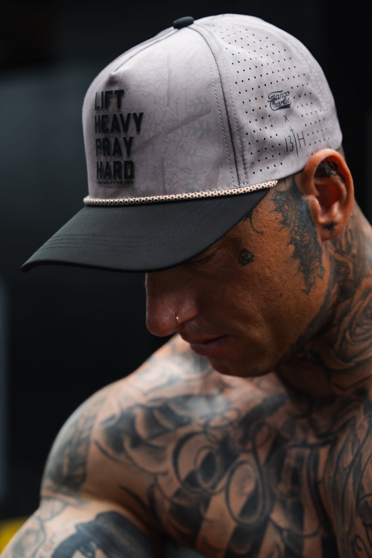 Lift Heavy. Pray Hard. Deadwood Camo Hydro - Snapback Hat by Tango Charlie Apparel