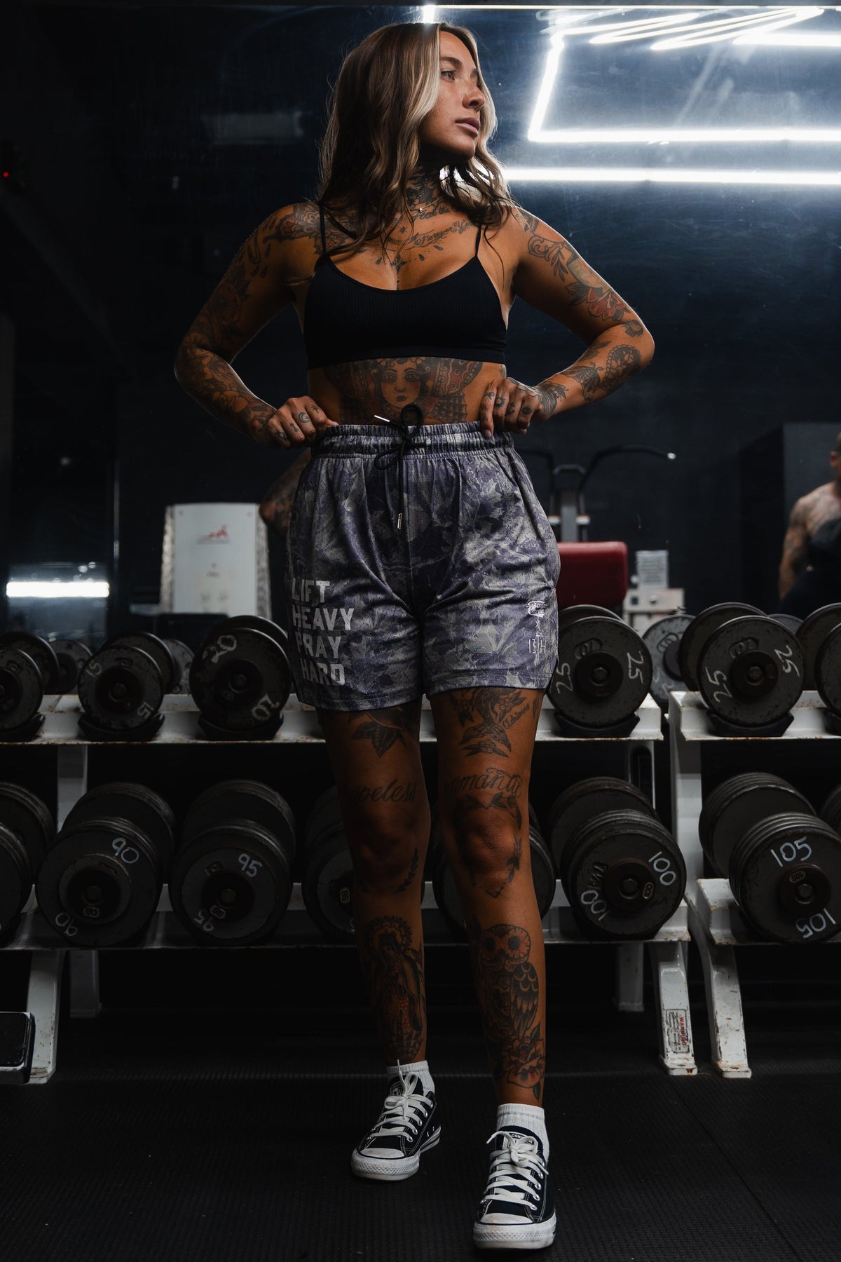 Men's Mesh Lifestyle Shorts | 5.5"- Lift Heavy Pray Hard Deadwood by Tango Charlie Apparel