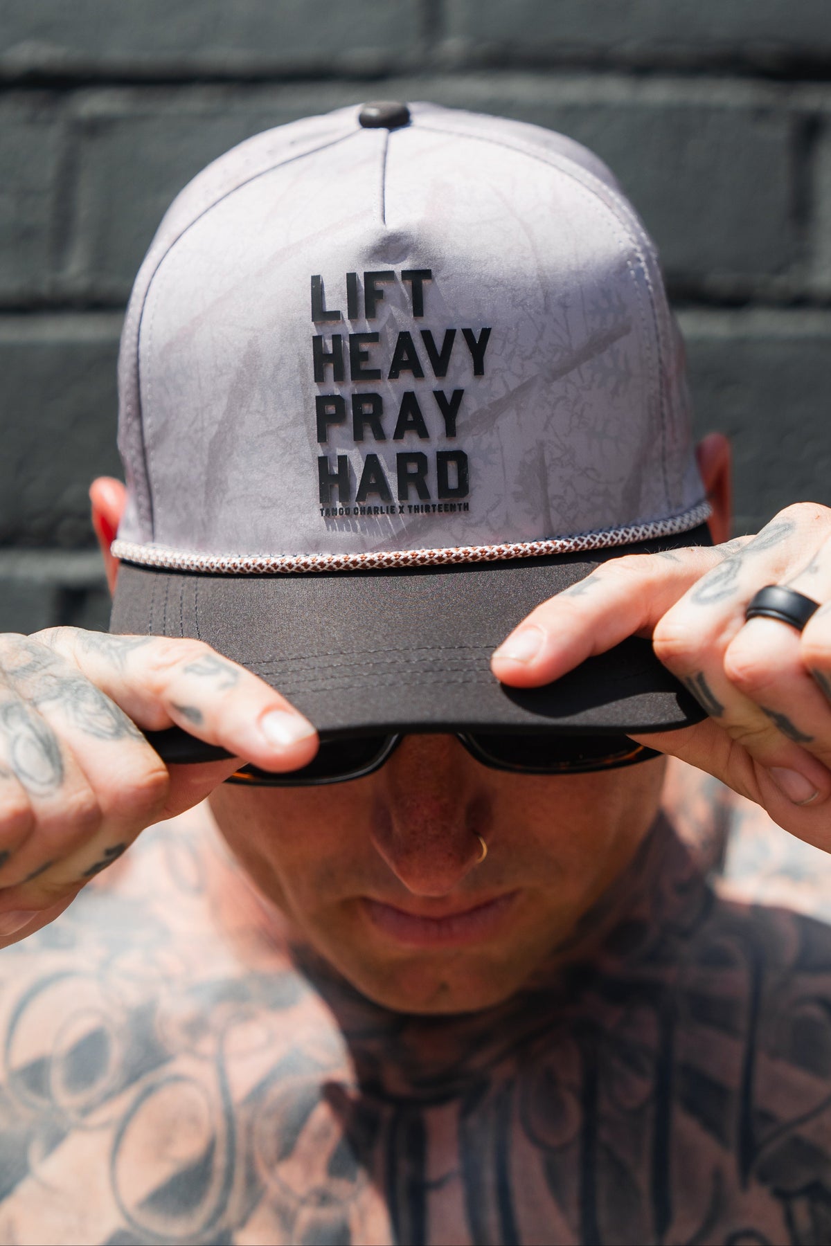 Lift Heavy. Pray Hard. Deadwood Camo Hydro - Snapback Hat by Tango Charlie Apparel