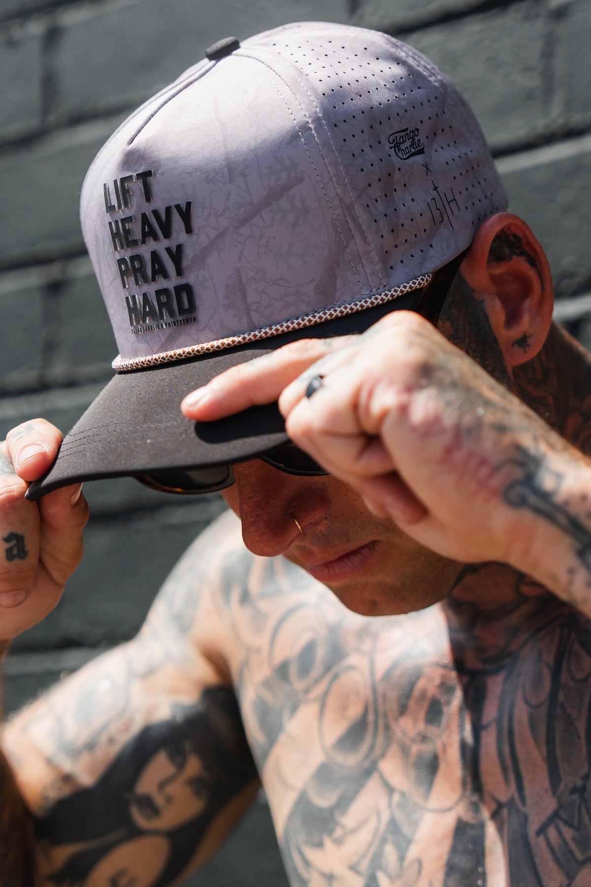 Lift Heavy. Pray Hard. Deadwood Camo Hydro - Snapback Hat by Tango Charlie Apparel