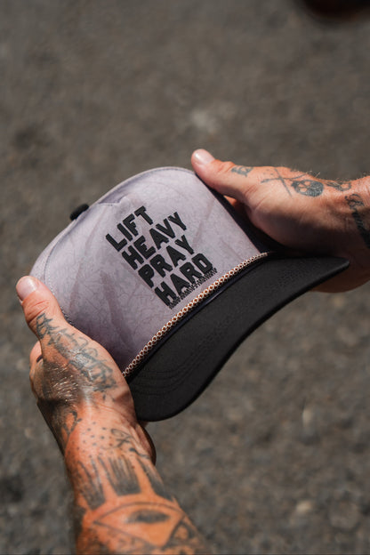 Lift Heavy. Pray Hard. Deadwood Camo Hydro - Snapback Hat by Tango Charlie Apparel