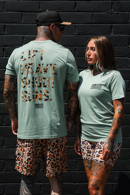 Loaded Leopard LHSG - Seafoam Green Tee by Tango Charlie Apparel