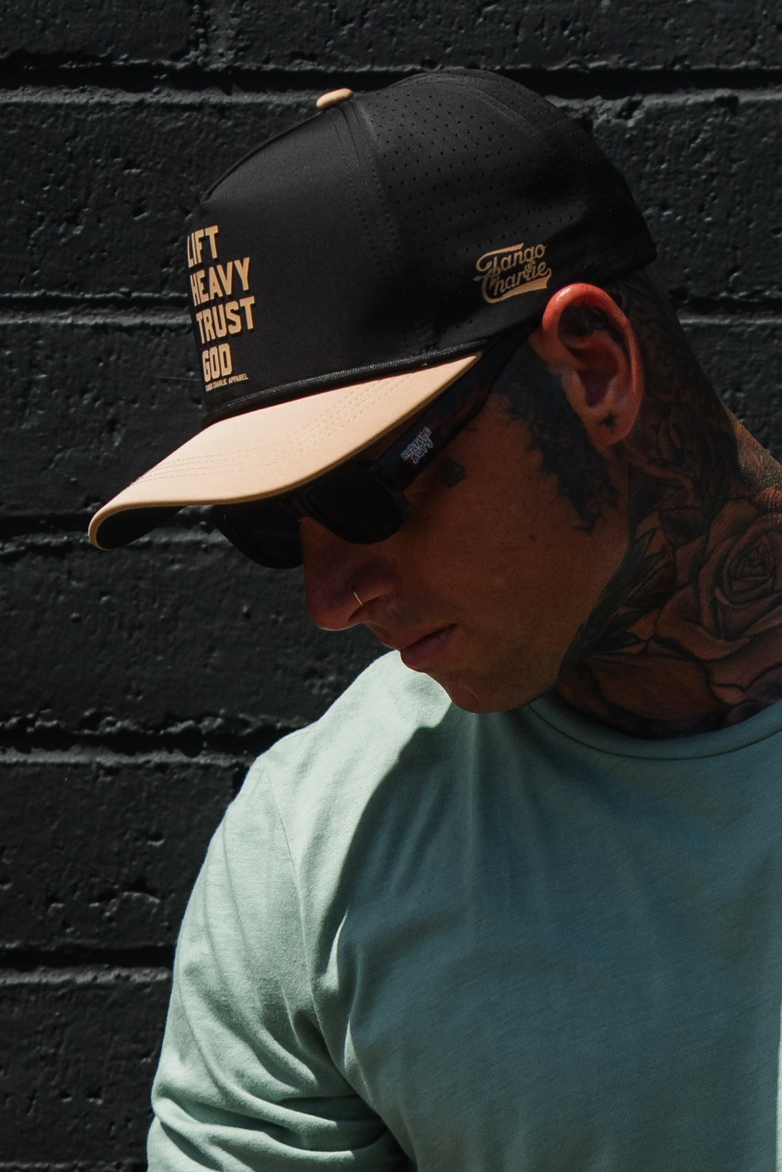 Lift Heavy. Trust God. Hydro - Black Snapback Hat by Tango Charlie Apparel