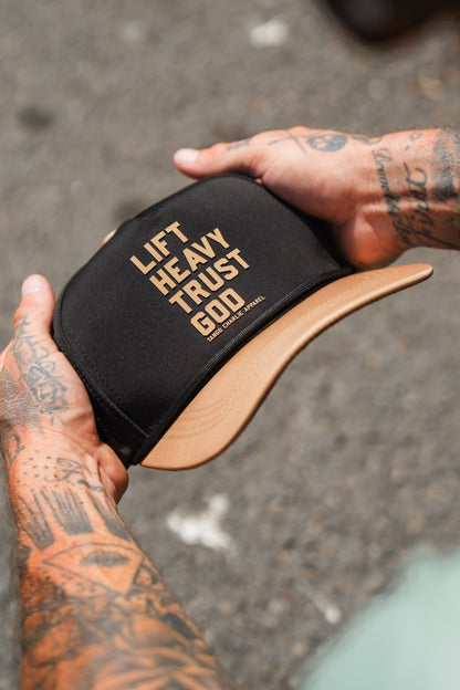 Lift Heavy. Trust God. Hydro - Black Snapback Hat by Tango Charlie Apparel