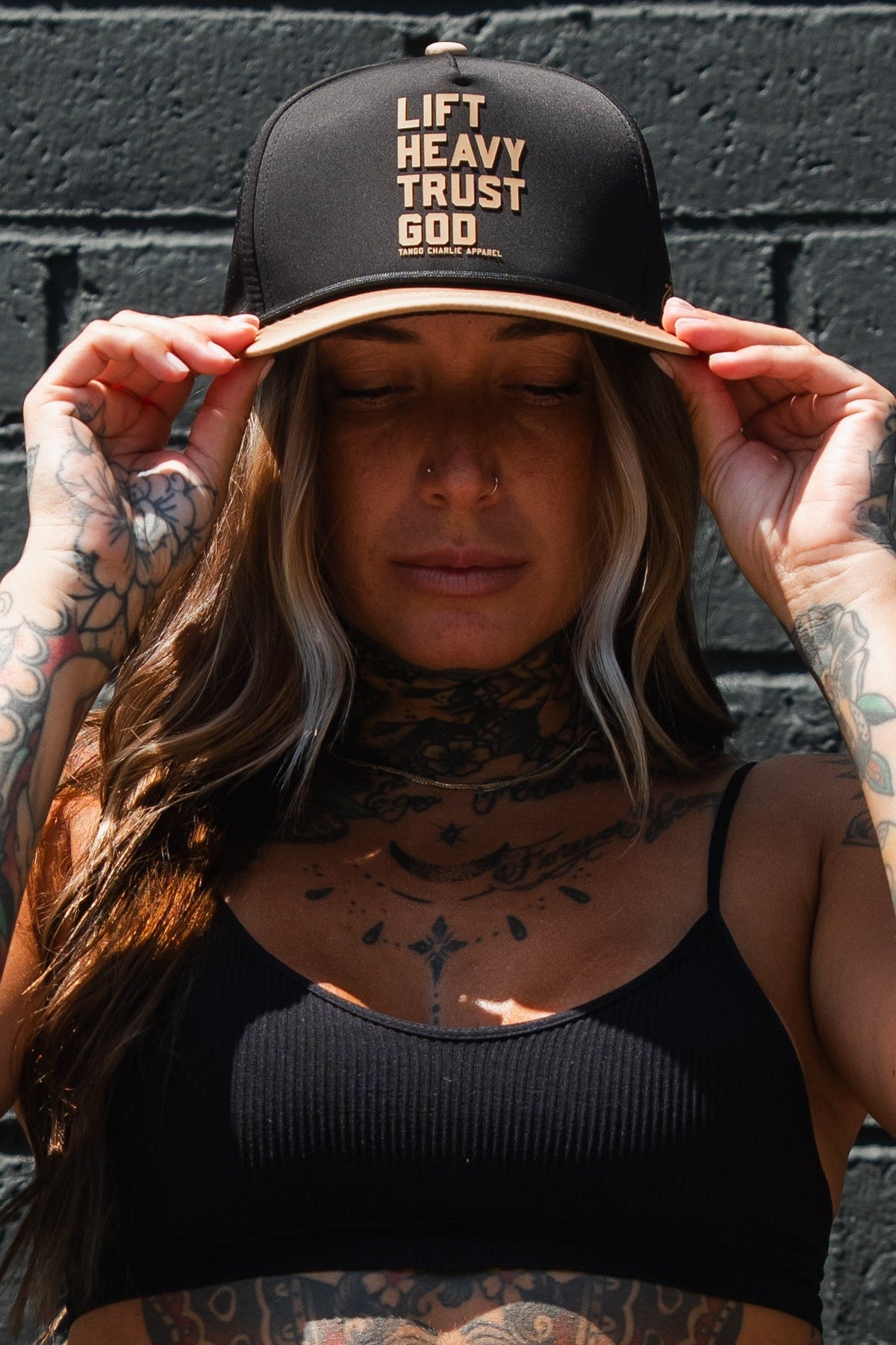 Lift Heavy. Trust God. Hydro - Black Snapback Hat by Tango Charlie Apparel