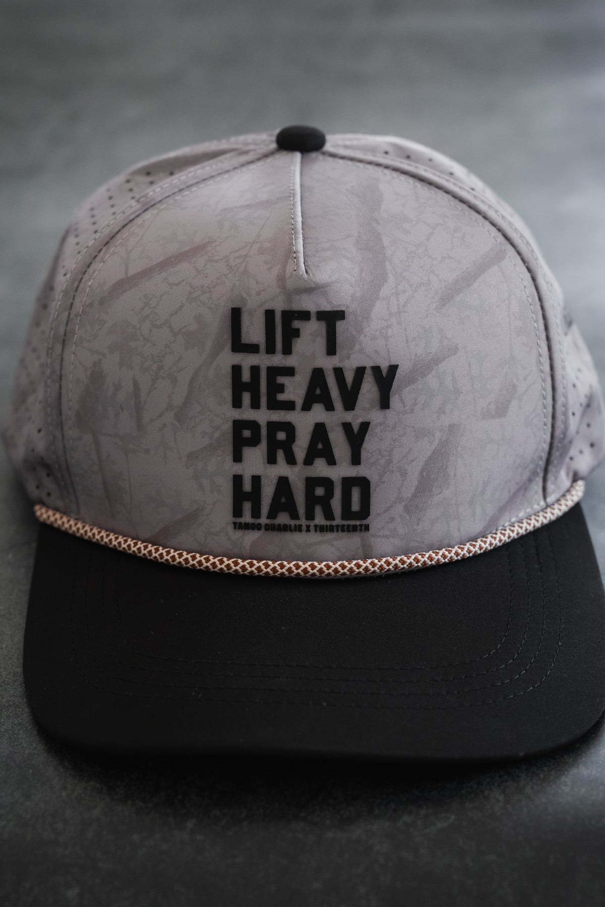 Lift Heavy. Pray Hard. Deadwood Camo Hydro - Snapback Hat by Tango Charlie Apparel