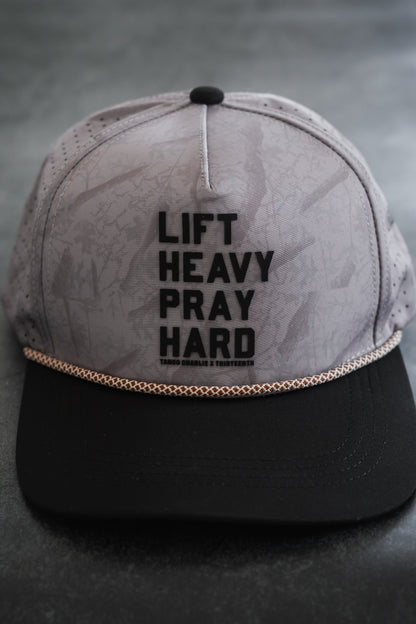 Lift Heavy. Pray Hard. Deadwood Camo Hydro - Snapback Hat by Tango Charlie Apparel