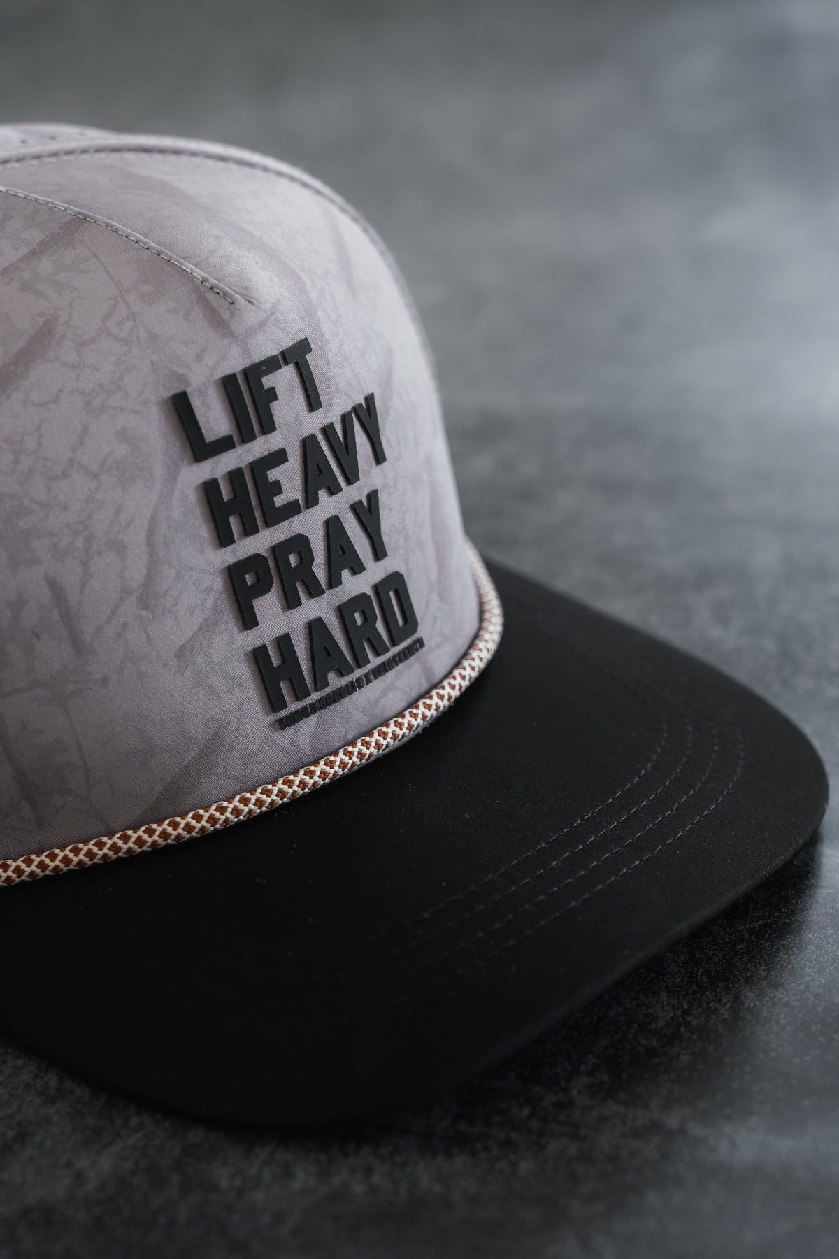 Lift Heavy. Pray Hard. Deadwood Camo Hydro - Snapback Hat by Tango Charlie Apparel