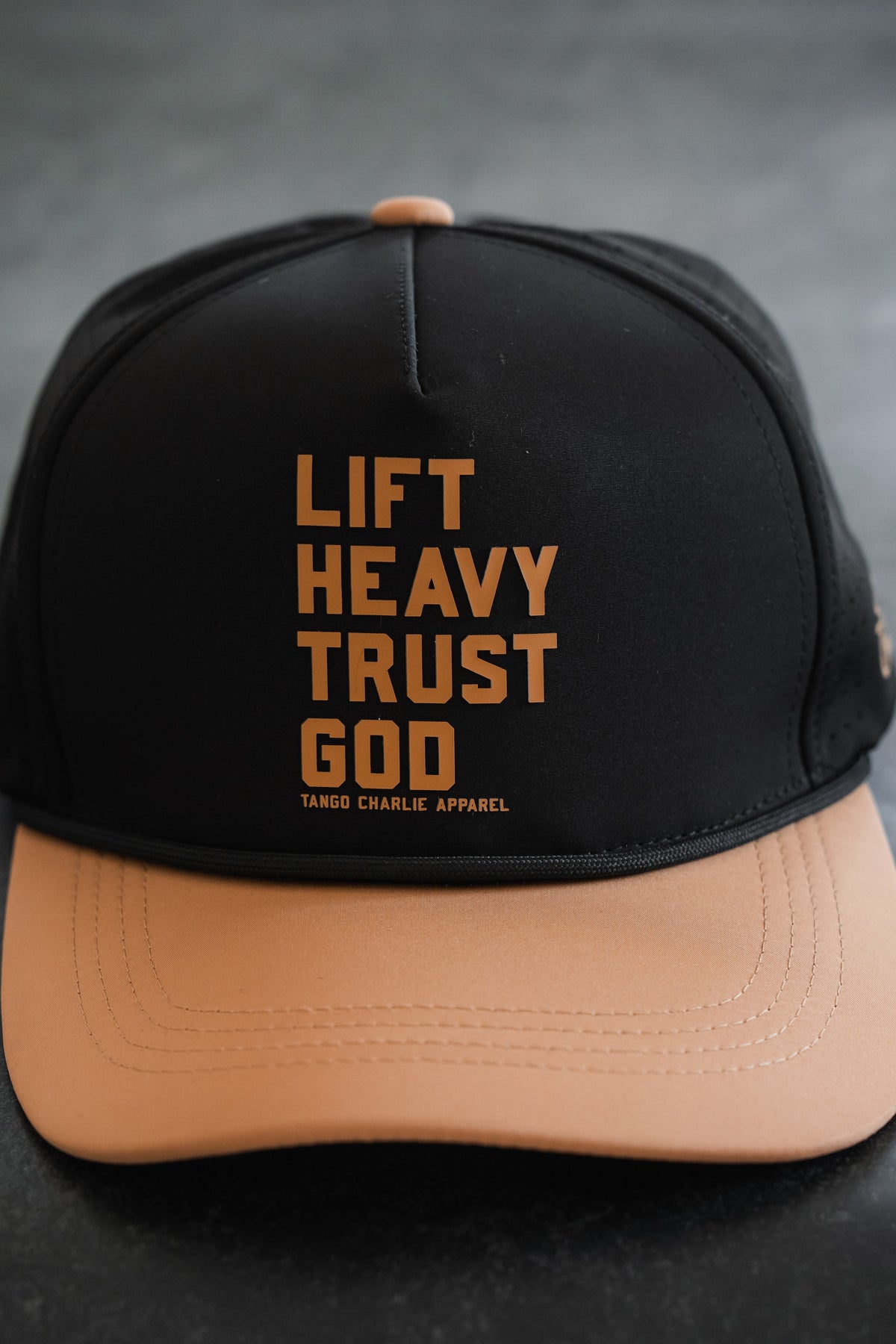 Lift Heavy. Trust God. Hydro - Black Snapback Hat by Tango Charlie Apparel