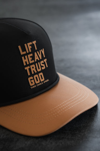 Lift Heavy. Trust God. Hydro - Black Snapback Hat by Tango Charlie Apparel