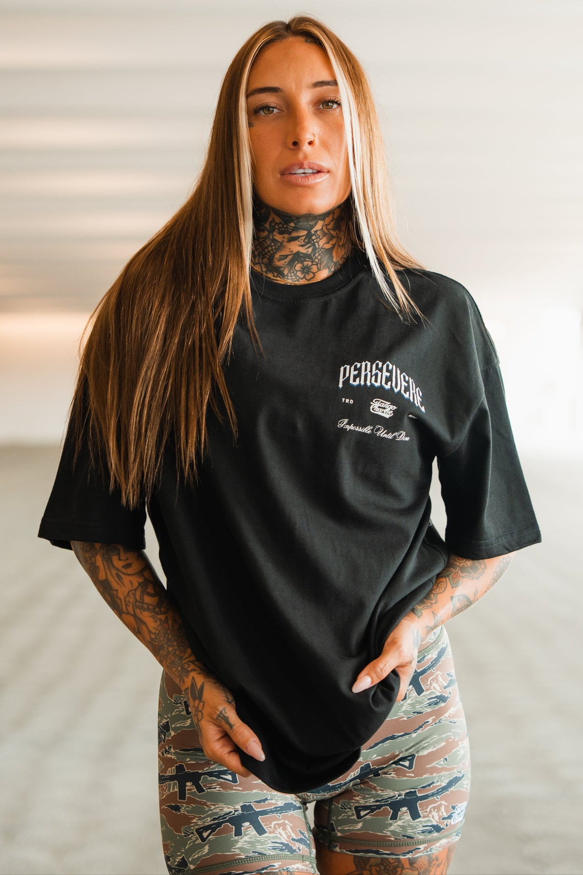 Persevere - Premium Oversized Tee by Tango Charlie Apparel