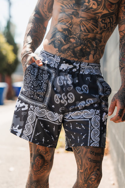 Men's Performance Training Shorts | 5.5"- Pew Pew Paisley by Tango Charlie Apparel
