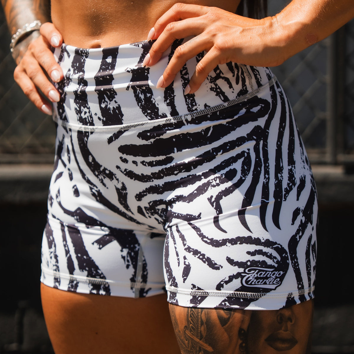 Women's High-Waisted Seamless Front Compression Training Shorts | Zebra Ops by Tango Charlie Apparel