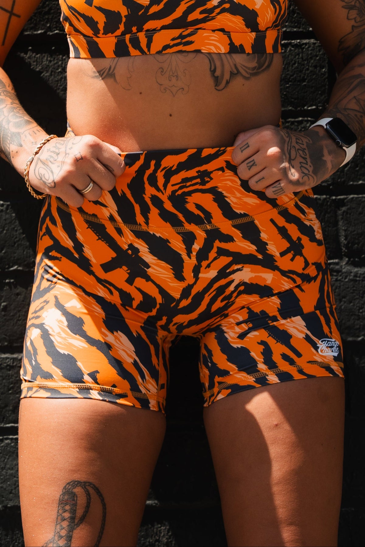 Women's High-Waisted Seamless Front Compression Training Shorts | Tiger Snipe by Tango Charlie Apparel