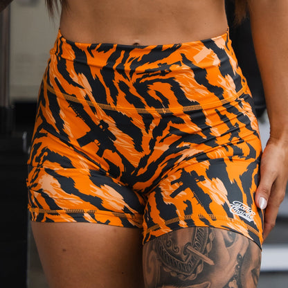 Women's High-Waisted Seamless Front Compression Training Shorts | Tiger Snipe by Tango Charlie Apparel