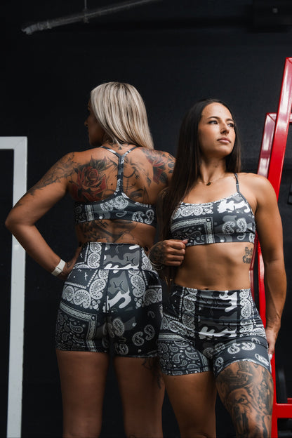 Y-Back Sports Bra | Pew Pew Paisley by Tango Charlie Apparel