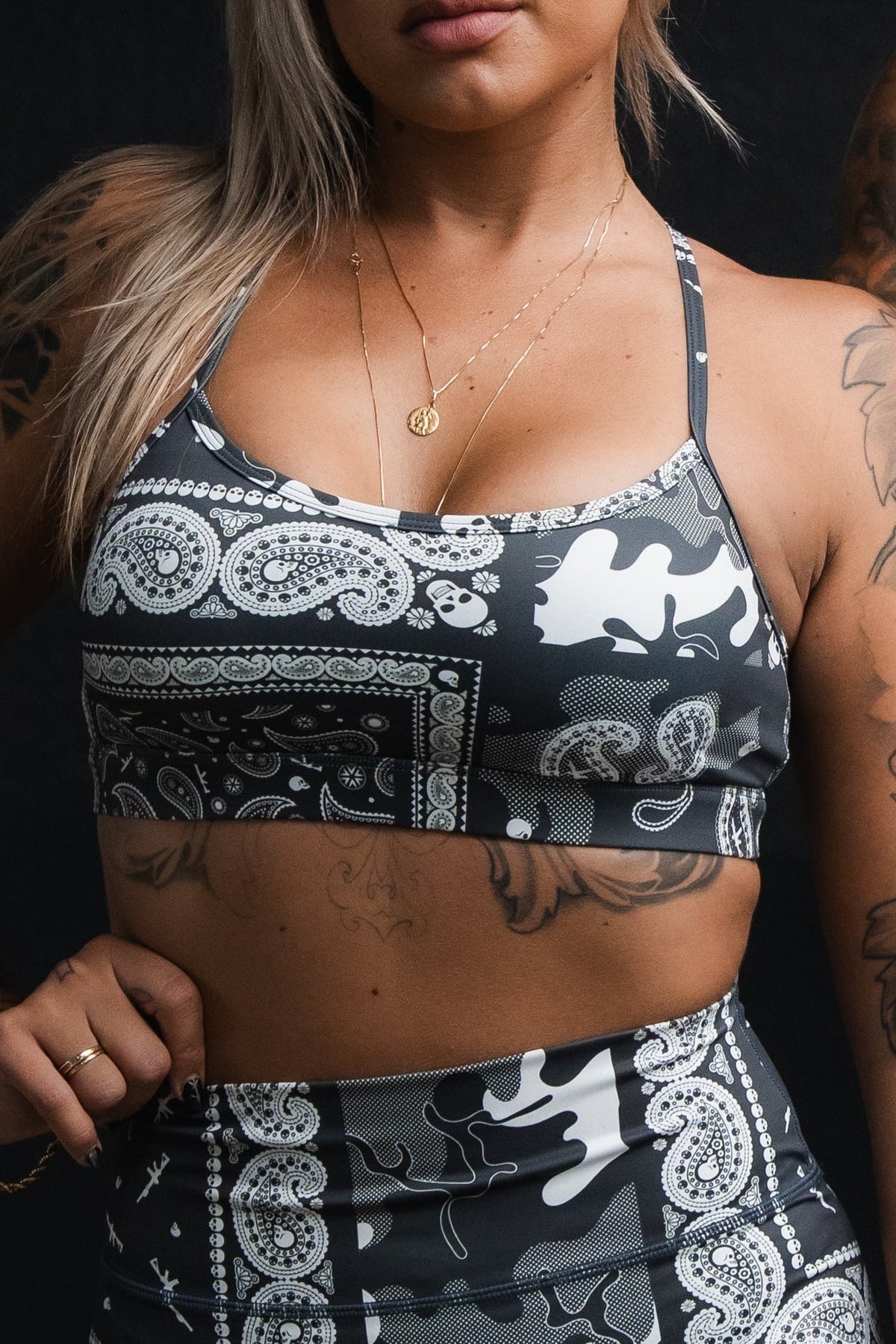 Y-Back Sports Bra | Pew Pew Paisley by Tango Charlie Apparel